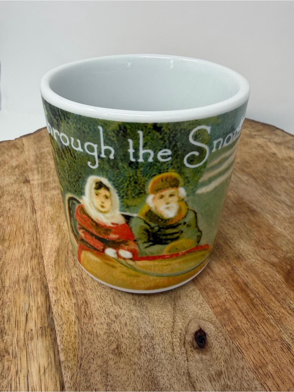 Pottery Barn Nostalgic Christmas Coffee Mug Dashing Through The Snow Landscape
